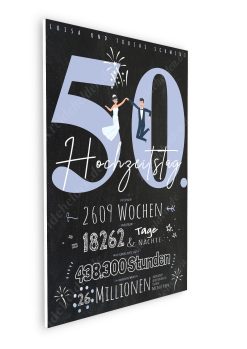 Meilensteintafel Chalkboard Geschenk 50. Hochzeitstag Goldene Hochzeit Personalisiert Retro Classic 108