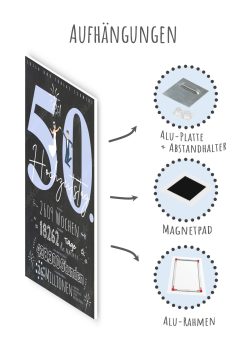 Meilensteintafel Chalkboard Geschenk 50. Hochzeitstag Goldene Hochzeit Personalisiert Retro Classic 110
