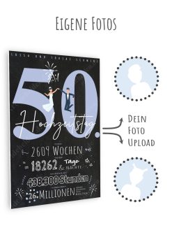 Meilensteintafel Chalkboard Geschenk 50. Hochzeitstag Goldene Hochzeit Personalisiert Retro Classic 111