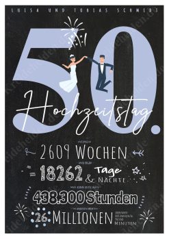 Meilensteintafel Chalkboard Geschenk 50. Hochzeitstag Goldene Hochzeit Personalisiert Retro Classic