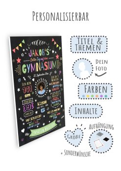 Meilensteintafel Chalkboard Gymnasium Realschule Weiterführende Schule Geschenk Junge Mädchen Personalisiert8