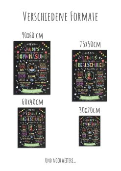 Meilensteintafel Chalkboard Gymnasium Realschule Weiterführende Schule Geschenk Personalisiert Junge Mädchen1