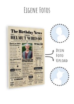 Meilensteintafel Geburtstags Zeitung 60. Geburtstag 1963 Geschenk Jahrgangsposter Magazin Personalisiert Frau Mann9