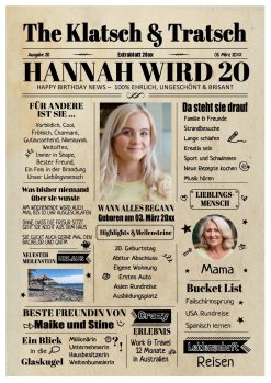 Meilensteintafel Geburtstagszeitung Geschenk 20. Geburtstag Klatsch Und Tratsch Jahrgangsposter Foto Magazin Personalisiert Frau