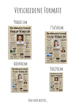 Meilensteintafel Geburtstagszeitung Geschenk 30. Geburtstag Klatsch Und Tratsch Jahrgangsposter Foto Magazin Personalisiert Frau Mann1