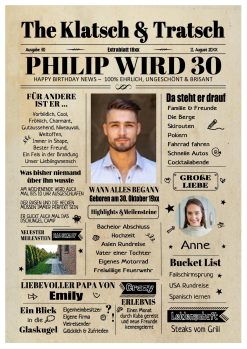 Meilensteintafel Geburtstagszeitung Geschenk 30. Geburtstag Klatsch Und Tratsch Jahrgangsposter Foto Magazin Personalisiert Mann
