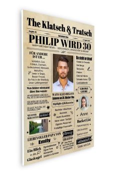 Meilensteintafel Geburtstagszeitung Geschenk 30. Geburtstag Klatsch Und Tratsch Jahrgangsposter Foto Magazin Personalisiert Mann Frau08