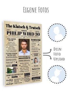 Meilensteintafel Geburtstagszeitung Geschenk 30. Geburtstag Klatsch Und Tratsch Jahrgangsposter Foto Magazin Personalisiert Mann Frau11