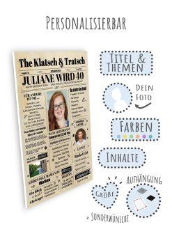 Meilensteintafel Geburtstagszeitung Geschenk 40. Geburtstag Klatsch Und Tratsch Jahrgangsposter Foto Magazin Personalisiert Frau Mann09