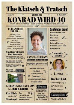 Meilensteintafel Geburtstagszeitung Geschenk 40. Geburtstag Klatsch Und Tratsch Jahrgangsposter Foto Magazin Personalisiert Mann