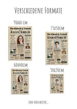 Meilensteintafel Geburtstagszeitung Geschenk 40. Geburtstag Klatsch Und Tratsch Jahrgangsposter Foto Magazin Personalisiert Mann Frau1