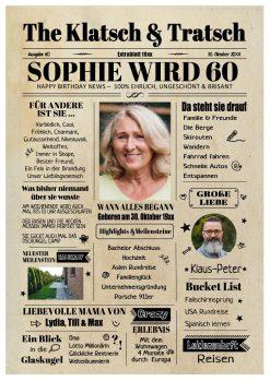 Meilensteintafel Geburtstagszeitung Geschenk 60. Geburtstag Klatsch Und Tratsch Jahrgangsposter Foto Magazin Personalisiert Frau