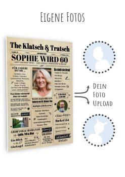 Meilensteintafel Geburtstagszeitung Geschenk 60. Geburtstag Klatsch Und Tratsch Jahrgangsposter Foto Magazin Personalisiert Mann Frau11