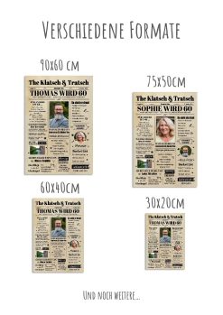 Meilensteintafel Geburtstagszeitung Geschenk 60. Geburtstag Klatsch Und Tratsch Jahrgangsposter Foto Magazin Personalisiert Mann Frau12