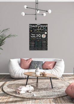 Meilensteintafel 30. Geburtstag Geschenk Personalisiert Chalkboard Mann Frau Geburtstagsposter Rating Star01