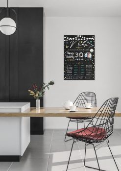 Meilensteintafel 30. Geburtstag Geschenk Personalisiert Chalkboard Mann Frau Geburtstagsposter Rating Star02