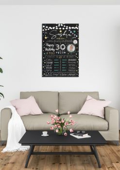 Meilensteintafel 30. Geburtstag Geschenk Personalisiert Chalkboard Mann Frau Geburtstagsposter Rating Star03