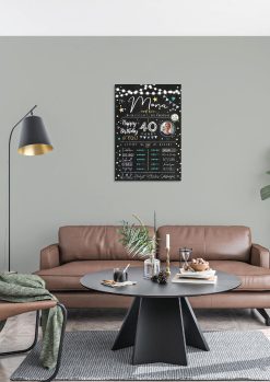 Meilensteintafel 40. Geburtstag Geschenk Personalisiert Chalkboard Mann Frau Geburtstagsposter Rating Star01