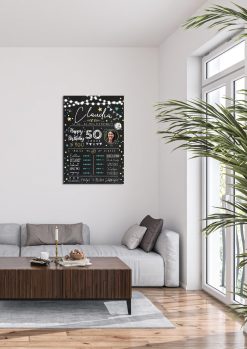 Meilensteintafel 50. Geburtstag Geschenk Personalisiert Chalkboard Mann Frau Geburtstagsposter Rating Star01