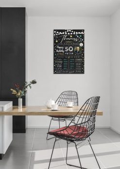 Meilensteintafel 50. Geburtstag Geschenk Personalisiert Chalkboard Mann Frau Geburtstagsposter Rating Star02