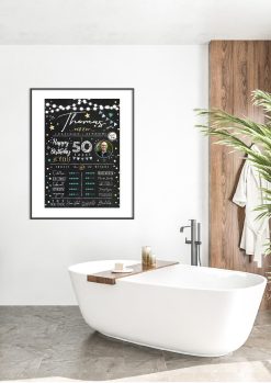 Meilensteintafel 50. Geburtstag Geschenk Personalisiert Chalkboard Mann Frau Geburtstagsposter Rating Star04