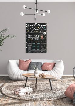 Meilensteintafel 50. Geburtstag Geschenk Personalisiert Chalkboard Mann Frau Geburtstagsposter Rating Star05