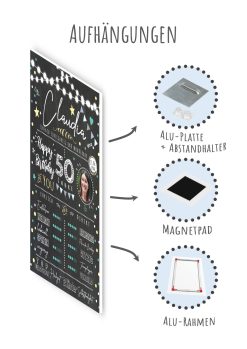 Meilensteintafel 50. Geburtstag Geschenk Personalisiert Chalkboard Mann Frau Geburtstagsposter Rating Star10
