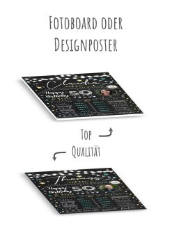 Meilensteintafel 50. Geburtstag Geschenk Personalisiert Chalkboard Mann Frau Geburtstagsposter Rating Star13