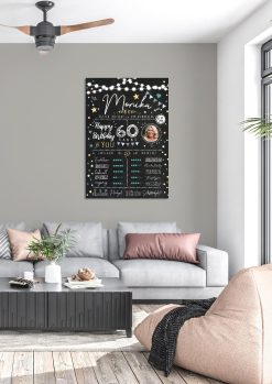 Meilensteintafel 60. Geburtstag Geschenk Personalisiert Chalkboard Mann Frau Geburtstagsposter Rating Star03