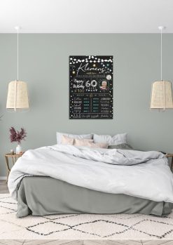 Meilensteintafel 60. Geburtstag Geschenk Personalisiert Chalkboard Mann Frau Geburtstagsposter Rating Star04