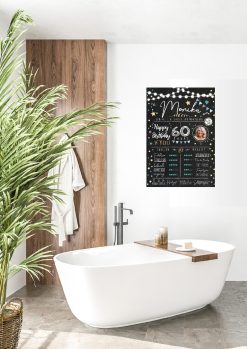 Meilensteintafel 60. Geburtstag Geschenk Personalisiert Chalkboard Mann Frau Geburtstagsposter Rating Star05