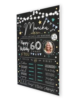 Meilensteintafel 60. Geburtstag Geschenk Personalisiert Chalkboard Mann Frau Geburtstagsposter Rating Star07