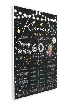 Meilensteintafel 60. Geburtstag Geschenk Personalisiert Chalkboard Mann Frau Geburtstagsposter Rating Star08
