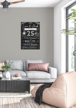 Meilensteintafel Chalkboard Geschenk 25. Hochzeitstag Silberhochzeit Personalisiert Retro Lights 11