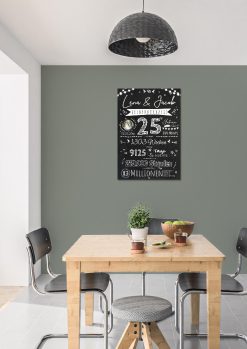 Meilensteintafel Chalkboard Geschenk 25. Hochzeitstag Silberhochzeit Personalisiert Retro Lights 12