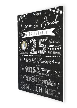 Meilensteintafel Chalkboard Geschenk 25. Hochzeitstag Silberhochzeit Personalisiert Retro Lights 15