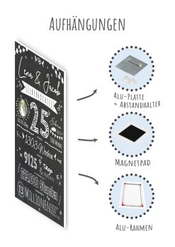Meilensteintafel Chalkboard Geschenk 25. Hochzeitstag Silberhochzeit Personalisiert Retro Lights 18