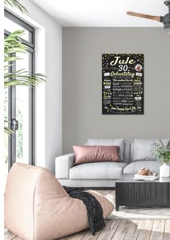 Meilensteintafel Chalkboard Geschenk 30. Geburtstag Personalisiert Geburtstagstafel Frau Mann Klassik Gold Foto 001