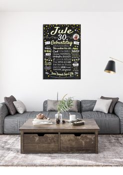 Meilensteintafel Chalkboard Geschenk 30. Geburtstag Personalisiert Geburtstagstafel Frau Mann Klassik Gold Foto 003