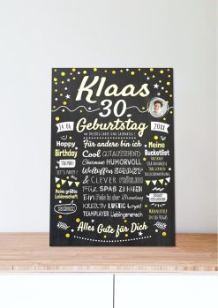 Meilensteintafel Chalkboard Geschenk 30. Geburtstag Personalisiert Geburtstagstafel Frau Mann Klassik Gold Foto 006