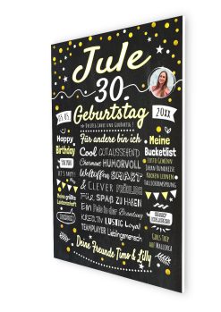 Meilensteintafel Chalkboard Geschenk 30. Geburtstag Personalisiert Geburtstagstafel Frau Mann Klassik Gold Foto 007