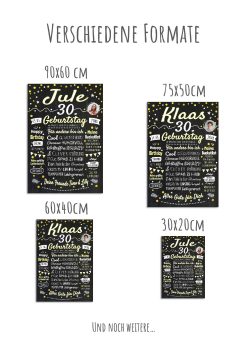 Meilensteintafel Chalkboard Geschenk 30. Geburtstag Personalisiert Geburtstagstafel Frau Mann Klassik Gold Foto 012