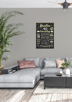 Meilensteintafel Chalkboard Geschenk 40. Geburtstag Personalisiert Geburtstagstafel Frau Mann Klassik Gold Foto 101