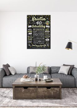 Meilensteintafel Chalkboard Geschenk 40. Geburtstag Personalisiert Geburtstagstafel Frau Mann Klassik Gold Foto 103