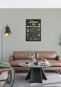 Meilensteintafel Chalkboard Geschenk 50. Geburtstag Personalisiert Geburtstagstafel Frau Mann Klassik Gold Foto 101