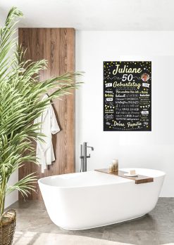 Meilensteintafel Chalkboard Geschenk 50. Geburtstag Personalisiert Geburtstagstafel Frau Mann Klassik Gold Foto 105