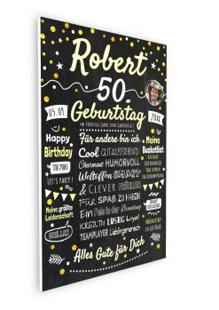 Meilensteintafel Chalkboard Geschenk 50. Geburtstag Personalisiert Geburtstagstafel Frau Mann Klassik Gold Foto 108