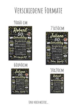 Meilensteintafel Chalkboard Geschenk 50. Geburtstag Personalisiert Geburtstagstafel Frau Mann Klassik Gold Foto 112