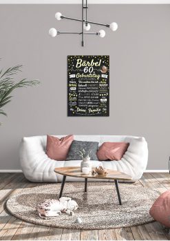 Meilensteintafel Chalkboard Geschenk 60. Geburtstag Personalisiert Geburtstagstafel Frau Mann Klassik Gold Foto 001
