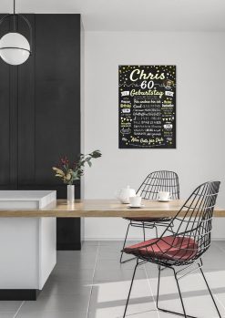 Meilensteintafel Chalkboard Geschenk 60. Geburtstag Personalisiert Geburtstagstafel Frau Mann Klassik Gold Foto 002